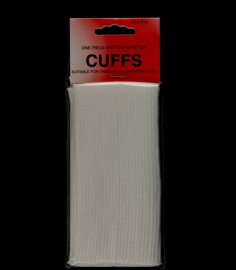 Knitted Stretch Cuffs 1 Pair White - Click Image to Close